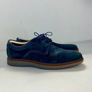 Clarks Unstructured Geo Lace Up Navy Blue Nubuck Oxford Plain Toe Shoes Men 10.5